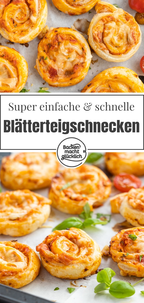 Diese Pizzaschnecken sind das perfekte Fingerfood für verschiedenste Anlässe. Die Blätterteigschnecken eignen sich super als Silvester-Snack, für Gartenpartys, Kindergeburtstage und Brunch-Treffen.