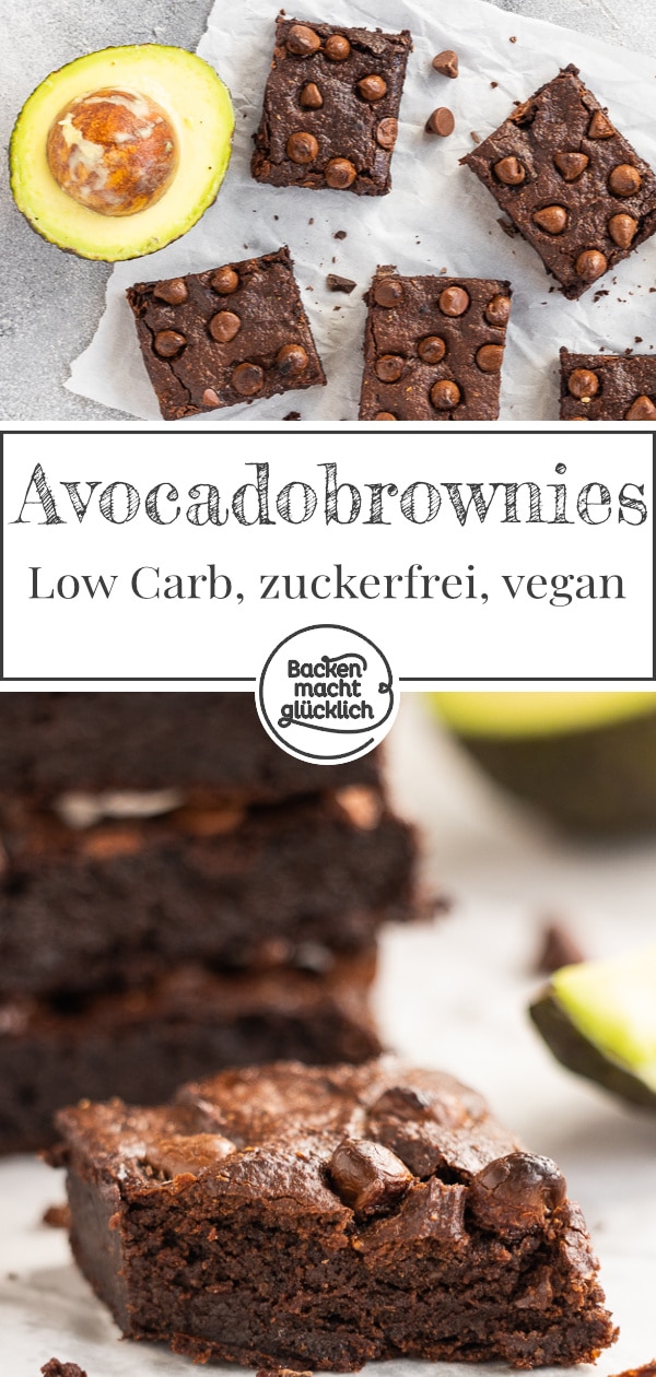 Low Carb Avocadobrownies ohne Zucker, Mehl, Eier, Öl und Butter. Unglaublich, wie toll Brownies mit Avocado schmecken können!