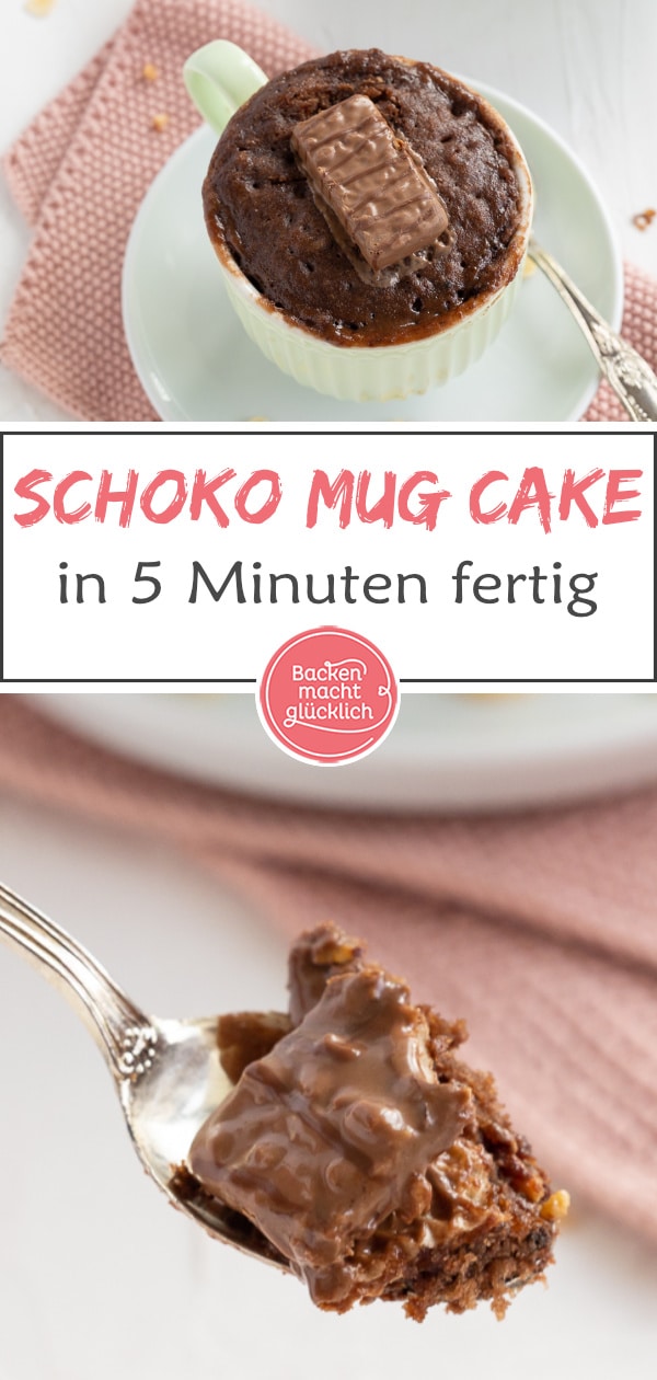 Nur 5 Minuten Zeit, aber Lust auf leckeren Schokokuchen? Dann solltet ihr dieses Mug Cake Rezept mit Überraschungseffekt mal testen!