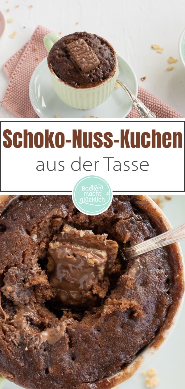 Nur 5 Minuten Zeit, aber Lust auf leckeren Schokokuchen? Dann solltet ihr dieses Mug Cake Rezept mit Überraschungseffekt mal testen!