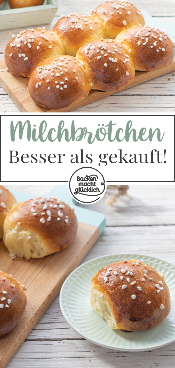 Tolles Rezept für herrlich luftige, süße Hefebrötchen wie vom Bäcker. Die Milchbrötchen schmecken viel besser als gekauft.