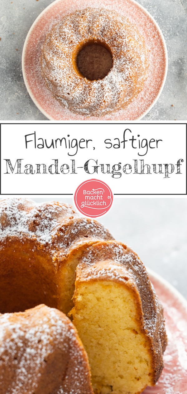 Wunderbar flaumiger, saftiger Gugelhupf mit Mandeln und Vanille, der einfach zu backen ist und trotzdem was hermacht.