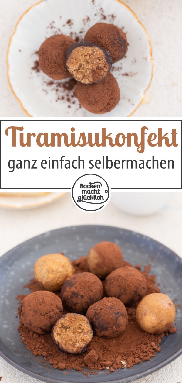 Nur 10 Minuten Zeit, aber Lust auf Pralinen? Mit diesem einfachen Rezept für Tiramisu-Konfekt könnt ihr im Nu losnaschen. Die Tiramisu-Kugeln schmecken einfach köstlich.