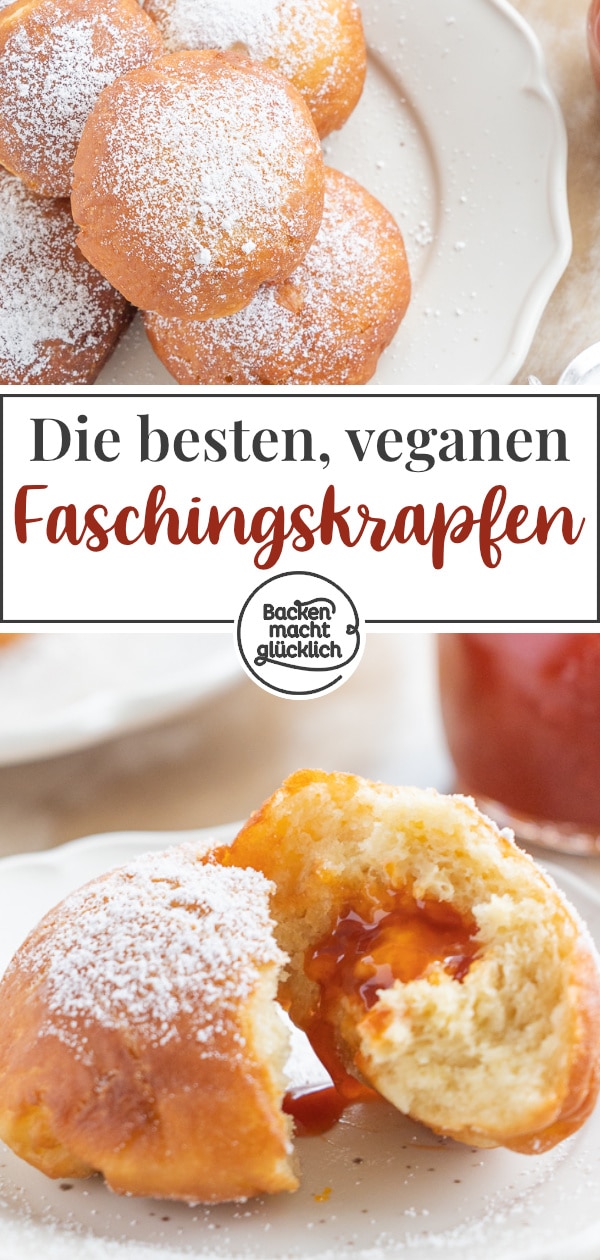 Krapfen ohne Butter, Milch und Ei, aber voller Geschmack: Mit diesem Rezept könnt ihr den beliebten Faschingsklassiker rein pflanzlich nachbacken.