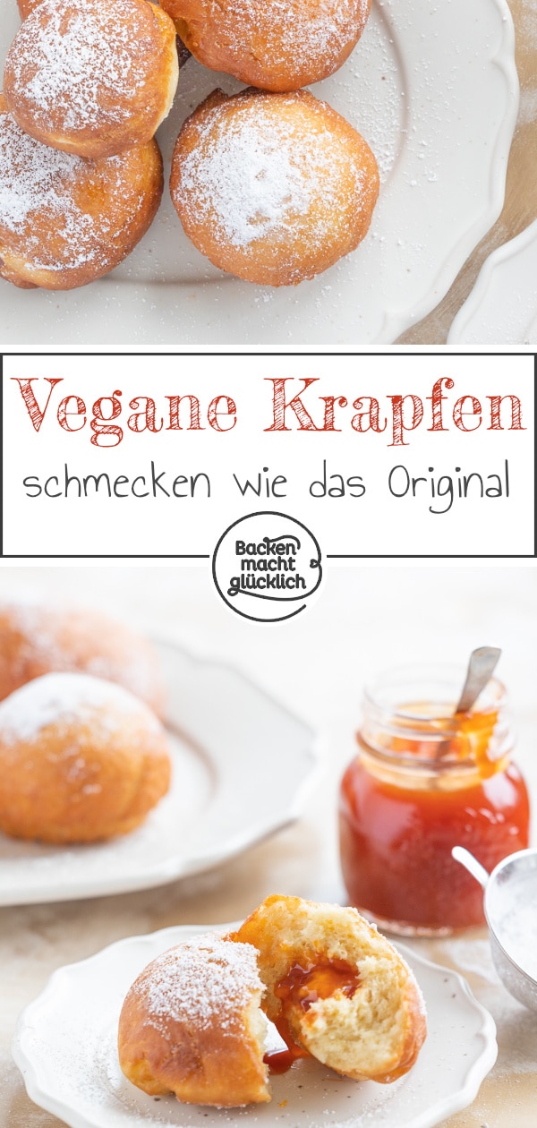 Krapfen ohne Butter, Milch und Ei, aber voller Geschmack: Mit diesem Rezept könnt ihr den beliebten Faschingsklassiker rein pflanzlich nachbacken.