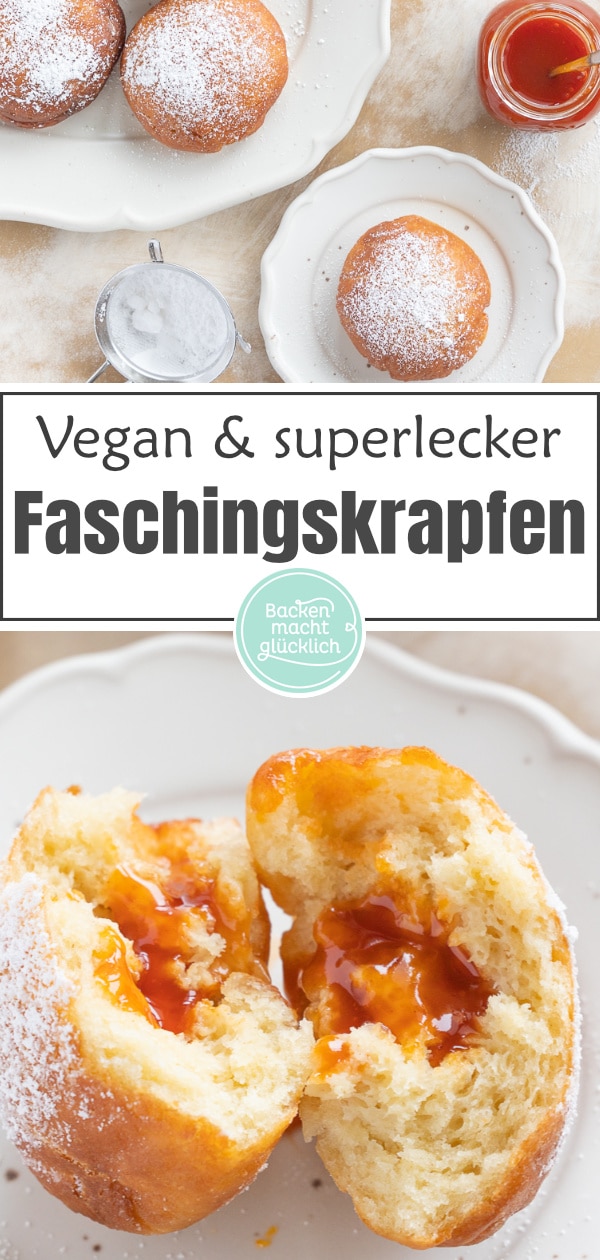 Krapfen ohne Butter, Milch und Ei, aber voller Geschmack: Mit diesem Rezept könnt ihr den beliebten Faschingsklassiker rein pflanzlich nachbacken.