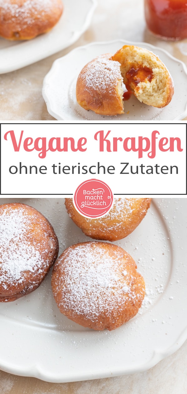 Krapfen ohne Butter, Milch und Ei, aber voller Geschmack: Mit diesem Rezept könnt ihr den beliebten Faschingsklassiker rein pflanzlich nachbacken.