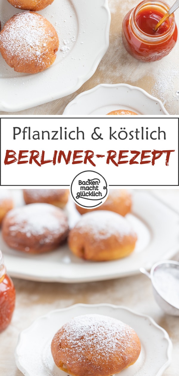 Krapfen ohne Butter, Milch und Ei, aber voller Geschmack: Mit diesem Rezept könnt ihr den beliebten Faschingsklassiker rein pflanzlich nachbacken.