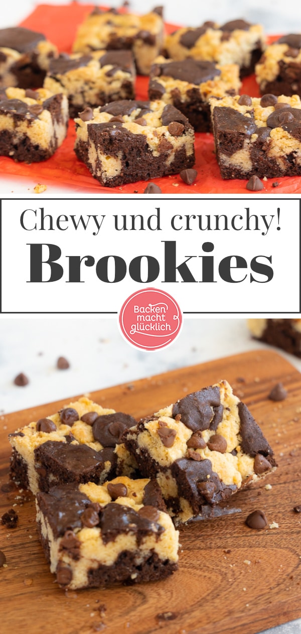 Diese saftigen Brownies mit einer Art Streusel-Topping sind wirklich umwerfend - denn doppelt gemoppelt schmeckt einfach besser! Dieses Rezept für Brookies ist köstlich.