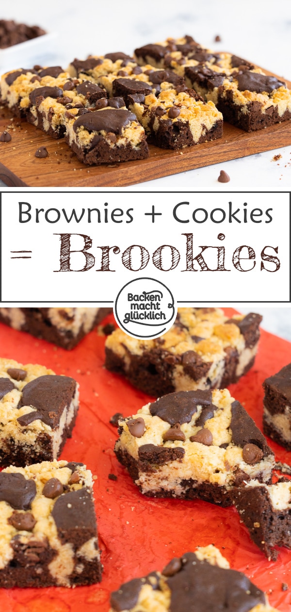 Diese saftigen Brownies mit einer Art Streusel-Topping sind wirklich umwerfend - denn doppelt gemoppelt schmeckt einfach besser! Dieses Rezept für Brookies ist köstlich.