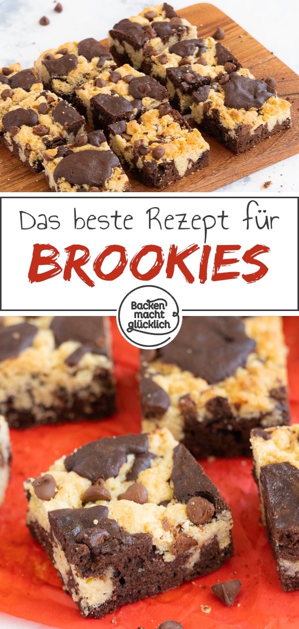 Diese saftigen Brownies mit einer Art Streusel-Topping sind wirklich umwerfend - denn doppelt gemoppelt schmeckt einfach besser! Dieses Rezept für Brookies ist köstlich.