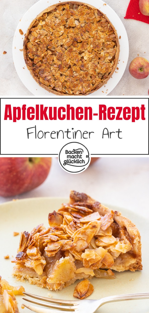 Steht ihr auf Obstkuchen mit Crunch? Dann ist dieser Florentiner Apfelkuchen ein toller Mix aus Bienenstich, Florentiner Plätzchen und Apfeltarte wie gemacht für euch!