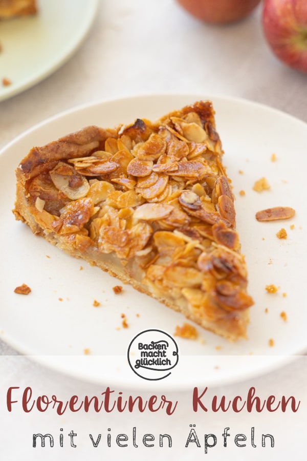 Steht ihr auf Obstkuchen mit Crunch? Dann ist dieser Florentiner Apfelkuchen ein toller Mix aus Bienenstich, Florentiner Plätzchen und Apfeltarte wie gemacht für euch!