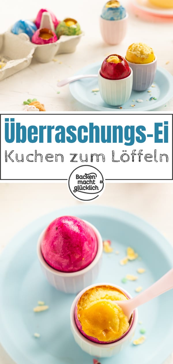 Diese kunterbunten Kuchen-Ostereier sehen toll aus. Die Kuchen im Ei sind auch super saftig & ohne Chemie gefärbt.