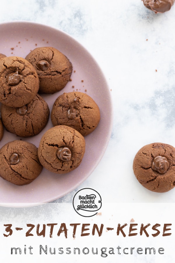 Blitzschnelles Rezept für Cookies aus Nussnougarcreme, für die ihr nur 3 Zutaten braucht. Die Nutellakekse werden euch garantiert umhauen!