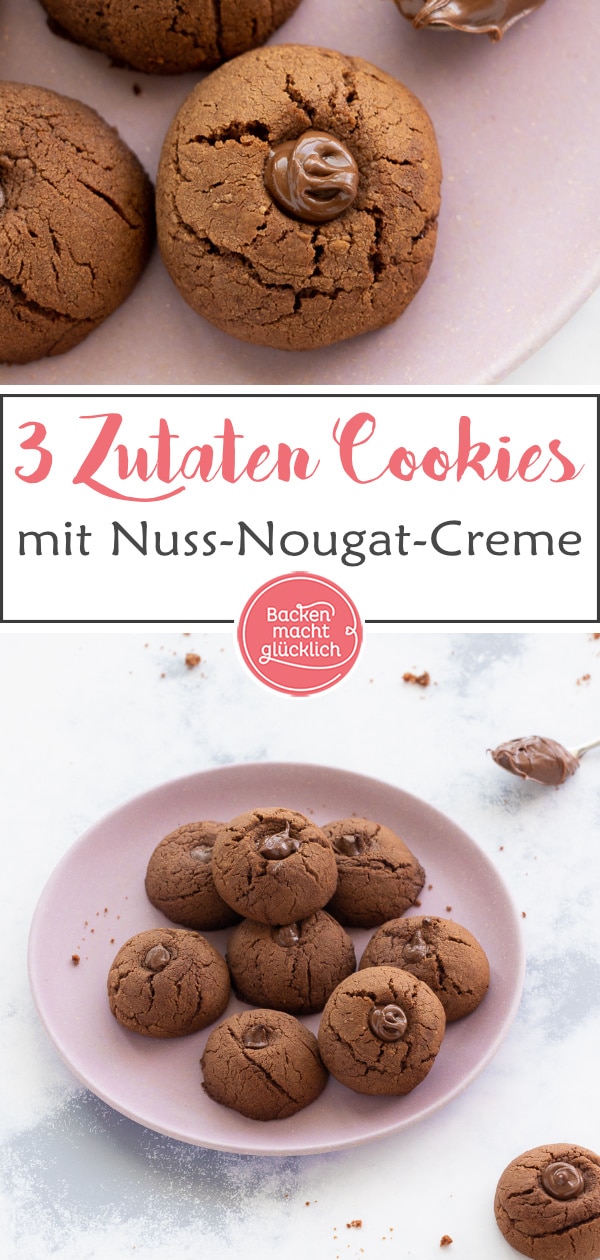Blitzschnelles Rezept für Cookies aus Nussnougarcreme, für die ihr nur 3 Zutaten braucht. Die Nutellakekse werden euch garantiert umhauen!