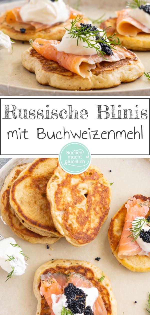 Russische Blinis mit Trockenhefe und Buchweizenmehl: Die kleinen Hefeteig-Pfannkuchen schmecken herzhaft oder süß.