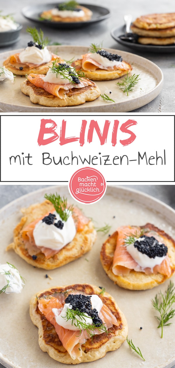 Russische Blinis mit Trockenhefe und Buchweizenmehl: Die kleinen Hefeteig-Pfannkuchen schmecken herzhaft oder süß.