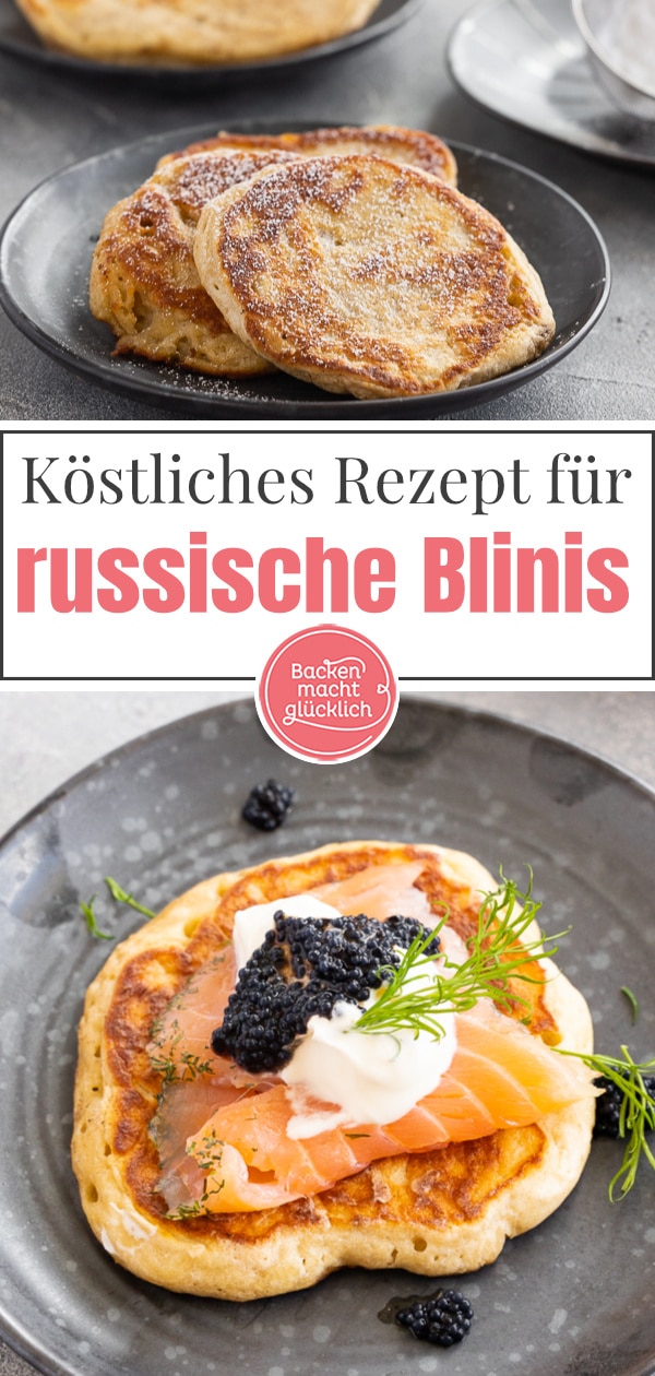 Russische Blinis mit Trockenhefe und Buchweizenmehl: Die kleinen Hefeteig-Pfannkuchen schmecken herzhaft oder süß.