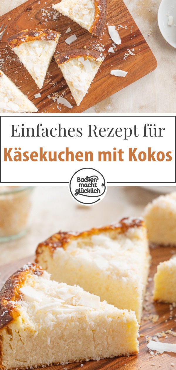 Diesen cremigen Quarkkuchen mit Kokos muss man einfach probieren: Der Kokos-Käsekuchen schmeckt leicht exotisch, schön soft und so lecker!