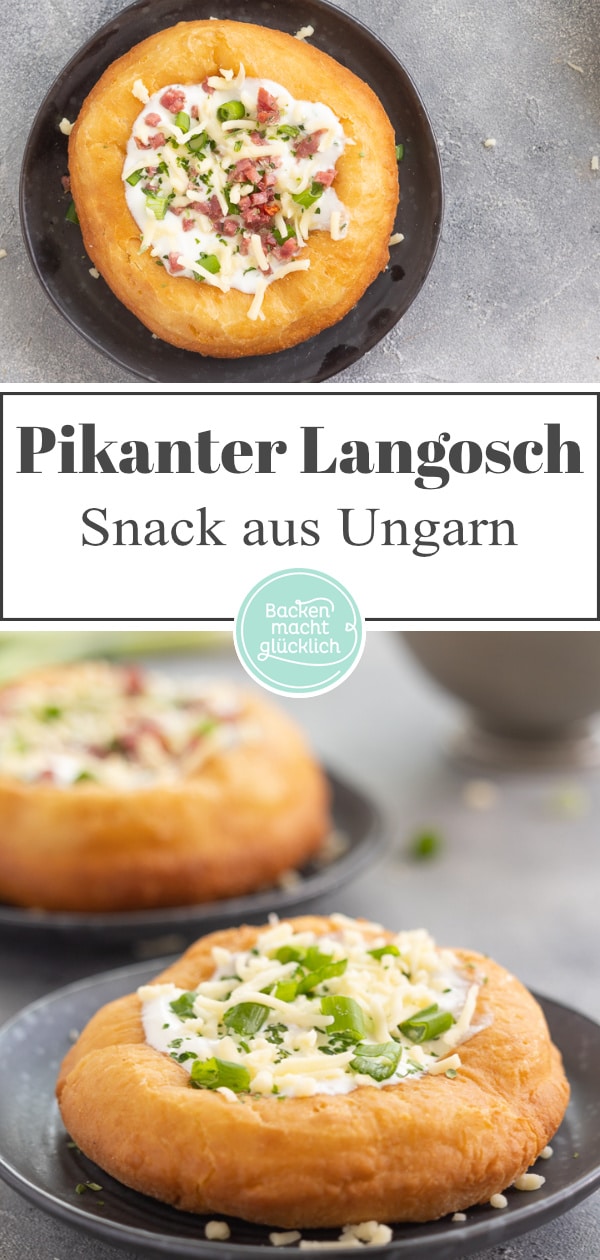 Pikanter ungarischer Snack aus Hefeteig, der an Krapfen erinnert. Der Langosch wird aber herzhaft mit Knoblauchcreme, Käse und eventuell Speck belegt.