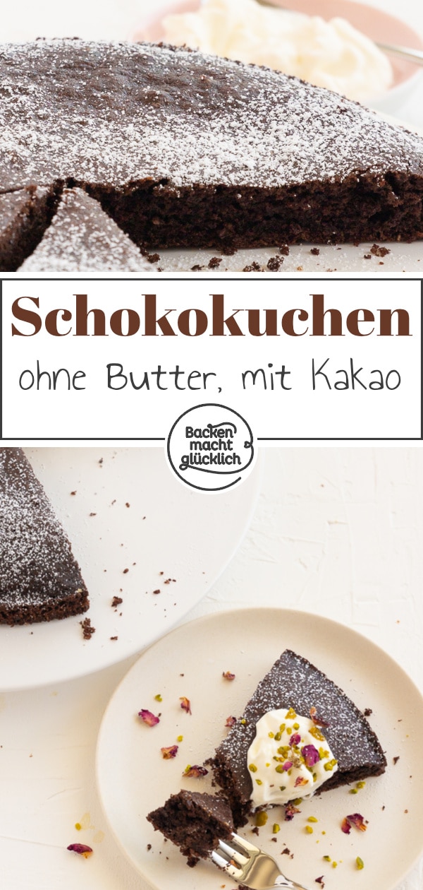 Dieser einfache Schokoladenkuchen mit Olivenöl statt Butter wird unglaublich aromatisch und saftig. Den Schokokuchen ohne Butter müsst ihr am besten gleich testen!