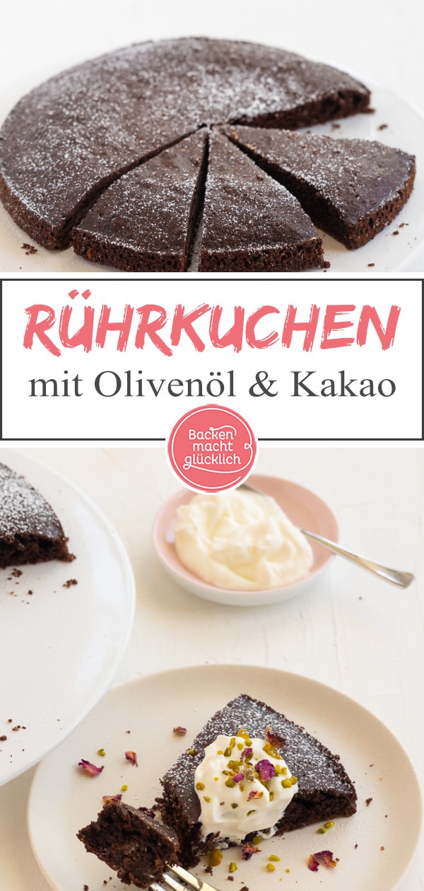 Dieser einfache Schokoladenkuchen mit Olivenöl statt Butter wird unglaublich aromatisch und saftig. Den Schokokuchen ohne Butter müsst ihr am besten gleich testen!