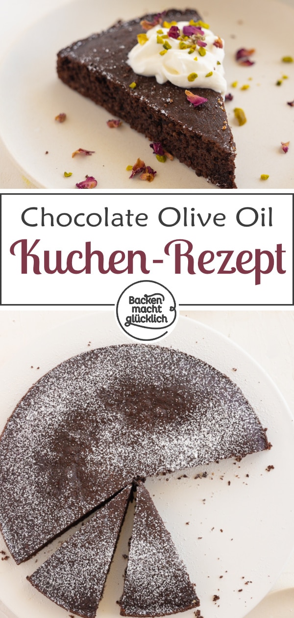 Dieser einfache Schokoladenkuchen mit Olivenöl statt Butter wird unglaublich aromatisch und saftig. Den Schokokuchen ohne Butter müsst ihr am besten gleich testen!