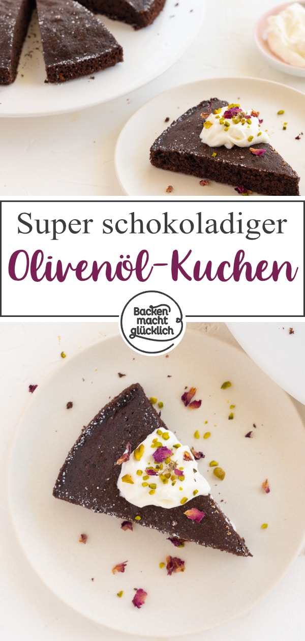 Dieser einfache Schokoladenkuchen mit Olivenöl statt Butter wird unglaublich aromatisch und saftig. Den Schokokuchen ohne Butter müsst ihr am besten gleich testen!