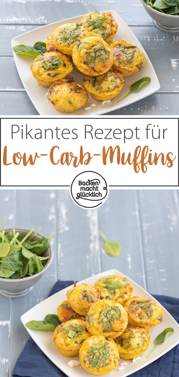 Extrem kohlenhydratarme, kalorienarme und zugleich super leckere Spinat-Muffins. Diese pikanten Muffins mit Eiern, Blattspinat und würzigem Käse schmecken der ganzen Familie!