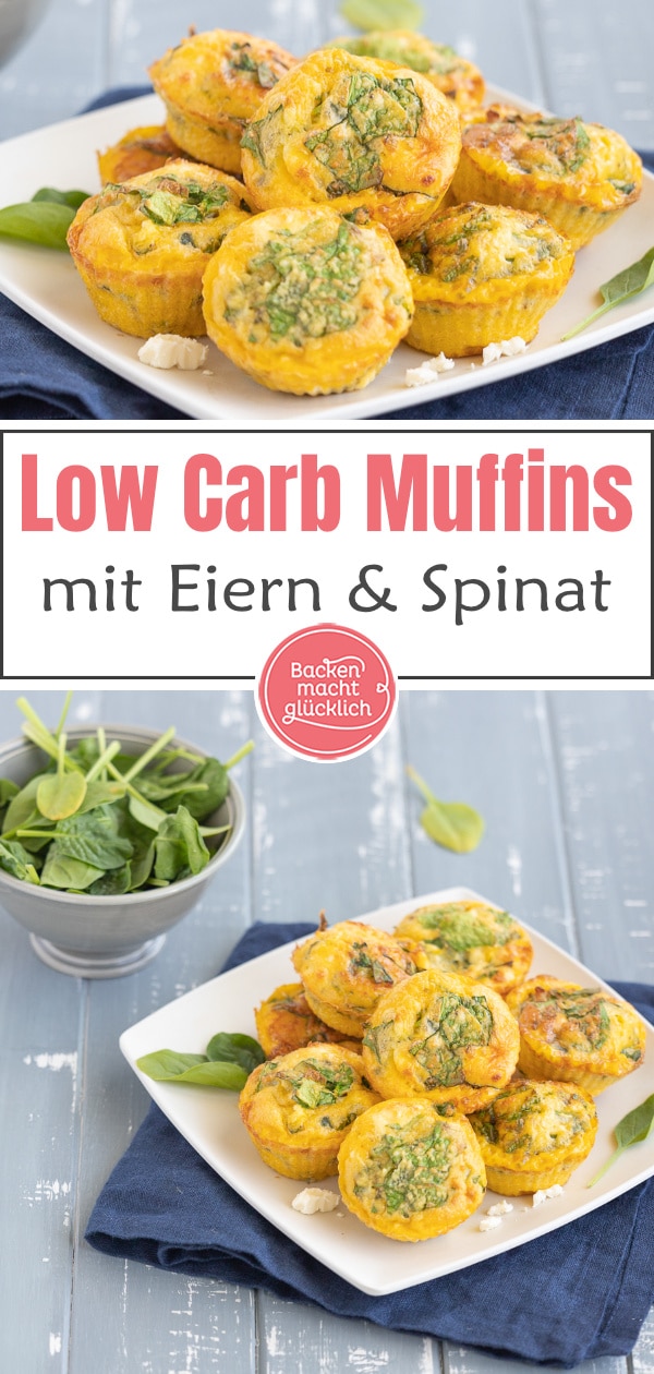 Extrem kohlenhydratarme, kalorienarme und zugleich super leckere Spinat-Muffins. Diese pikanten Muffins mit Eiern, Blattspinat und würzigem Käse schmecken der ganzen Familie!