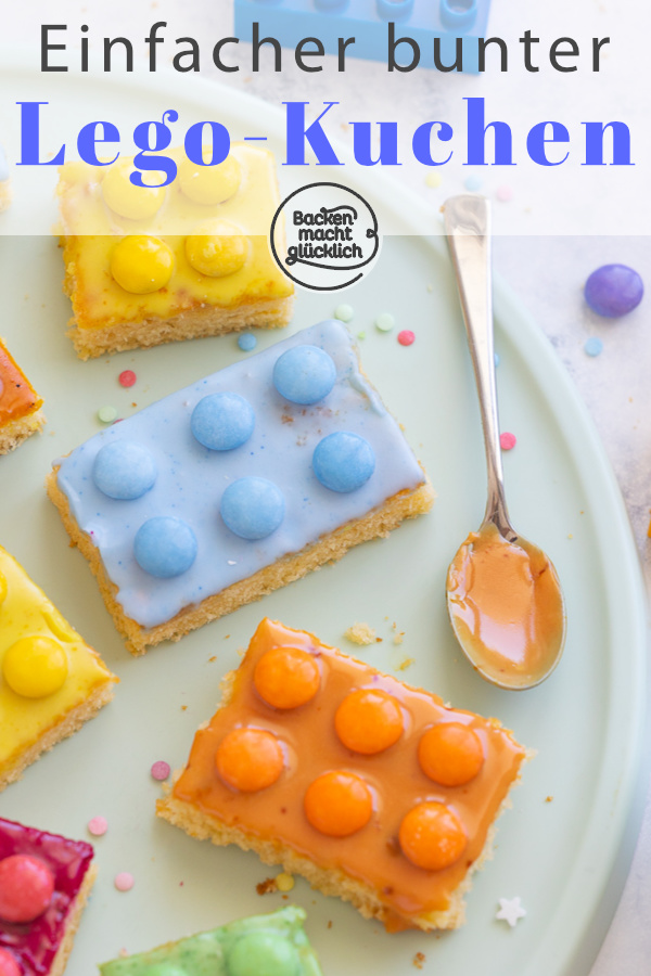 Das beste Rezept für kunterbunten Legokuchen ohne Fondant: Der Bausteinkuchen ist einfach zuzubereiten & kommt ohne künstliche Lebensmittelfarbe aus.