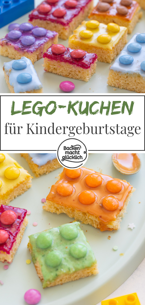 Das beste Rezept für kunterbunten Legokuchen ohne Fondant: Der Bausteinkuchen ist einfach zuzubereiten & kommt ohne künstliche Lebensmittelfarbe aus.