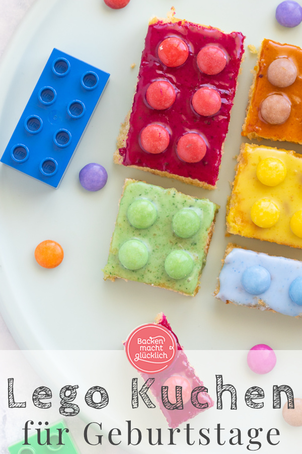 Das beste Rezept für kunterbunten Legokuchen ohne Fondant: Der Bausteinkuchen ist einfach zuzubereiten & kommt ohne künstliche Lebensmittelfarbe aus.