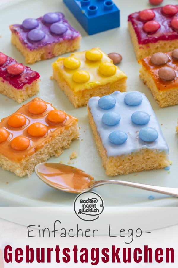 Das beste Rezept für kunterbunten Legokuchen ohne Fondant: Der Bausteinkuchen ist einfach zuzubereiten & kommt ohne künstliche Lebensmittelfarbe aus.