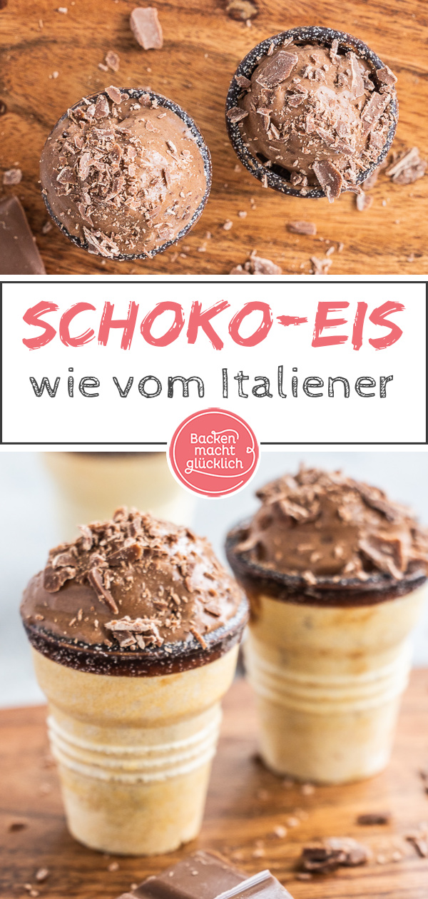 Dieses selbstgemachte Eis mit viel Schokolade schmeckt wie vom Italiener. Ihr braucht nur 3 Zutaten & wenig Zeit. Das Ergebnis ist ein köstliches Eis ganz ohne Ei!