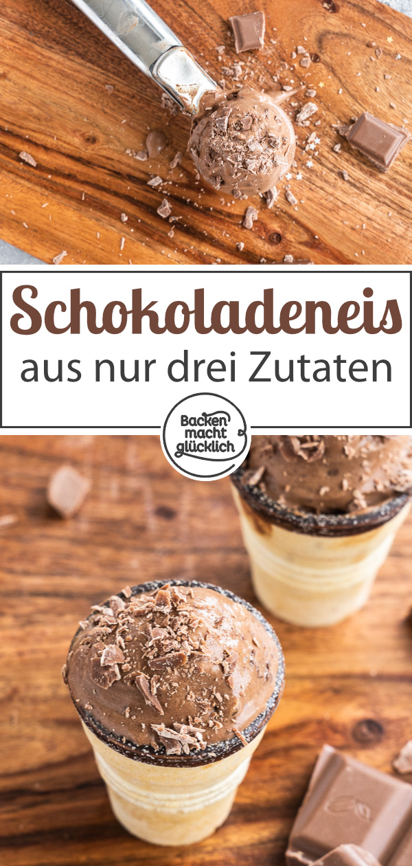 Dieses selbstgemachte Eis mit viel Schokolade schmeckt wie vom Italiener. Ihr braucht nur 3 Zutaten & wenig Zeit. Das Ergebnis ist ein köstliches Eis ganz ohne Ei!