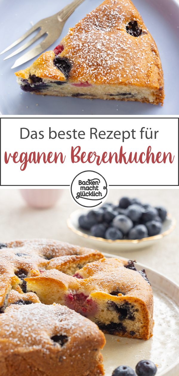 Lust auf einen blitzschnellen Sommerkuchen ohne Eier, Butter und Milch? Selbst wenn ihr weder Veganer noch Allergiker seid, solltet ihr dieses Rezept für veganen Beerenkuchen mal testen!