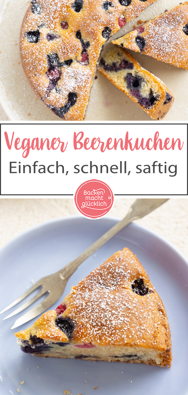 Lust auf einen blitzschnellen Sommerkuchen ohne Eier, Butter und Milch? Selbst wenn ihr weder Veganer noch Allergiker seid, solltet ihr dieses Rezept für veganen Beerenkuchen mal testen!