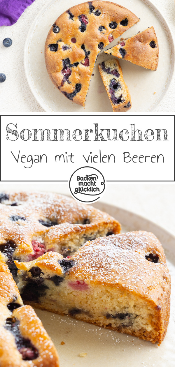 Lust auf einen blitzschnellen Sommerkuchen ohne Eier, Butter und Milch? Selbst wenn ihr weder Veganer noch Allergiker seid, solltet ihr dieses Rezept für veganen Beerenkuchen mal testen!