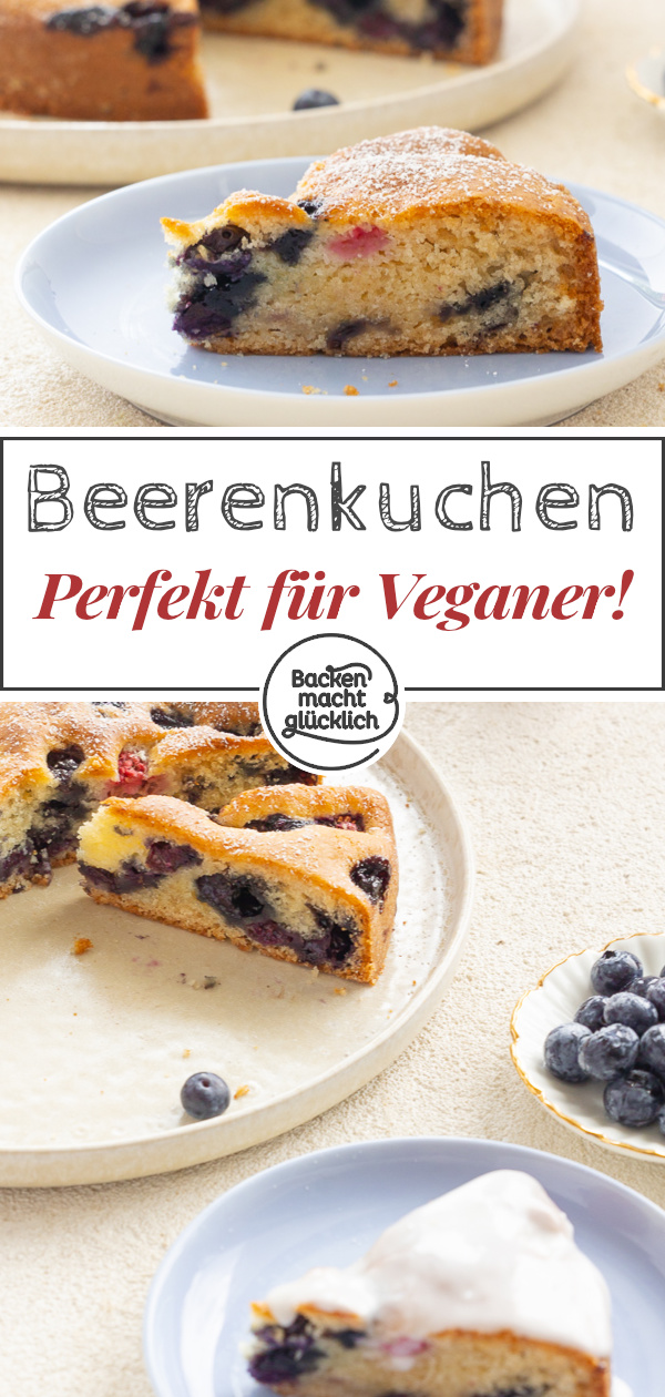 Lust auf einen blitzschnellen Sommerkuchen ohne Eier, Butter und Milch? Selbst wenn ihr weder Veganer noch Allergiker seid, solltet ihr dieses Rezept für veganen Beerenkuchen mal testen!