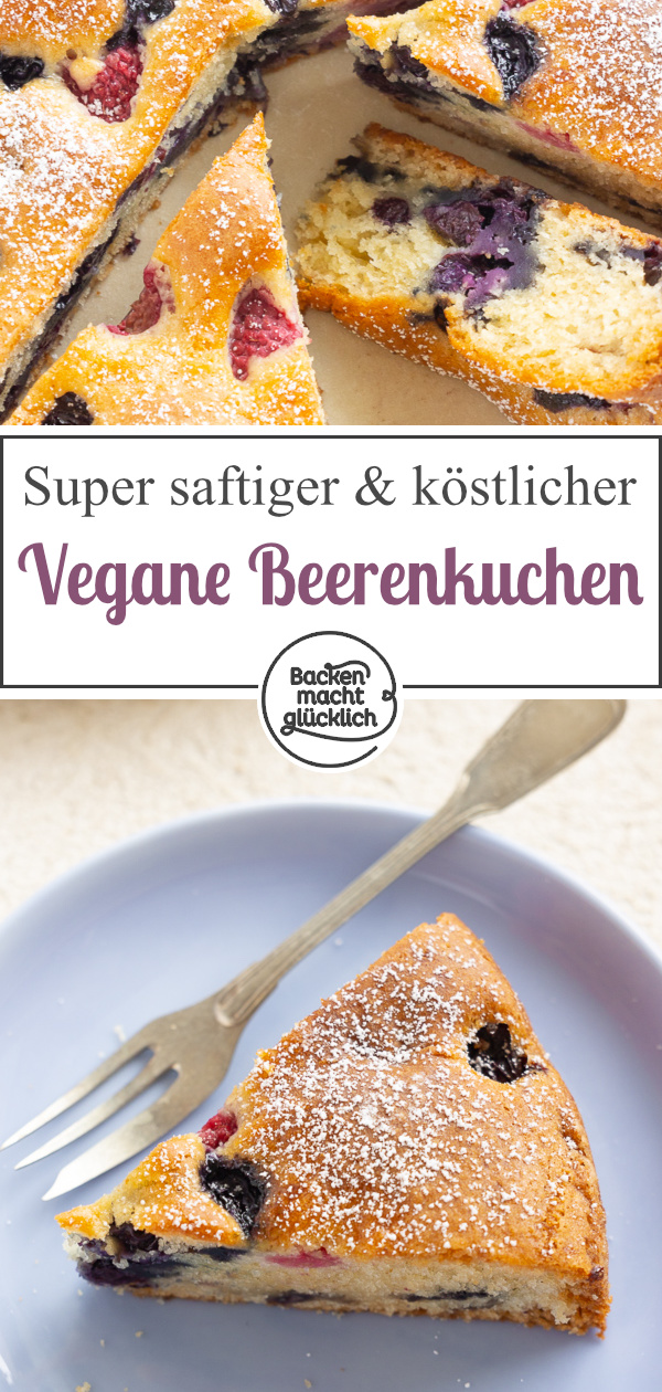 Lust auf einen blitzschnellen Sommerkuchen ohne Eier, Butter und Milch? Selbst wenn ihr weder Veganer noch Allergiker seid, solltet ihr dieses Rezept für veganen Beerenkuchen mal testen!