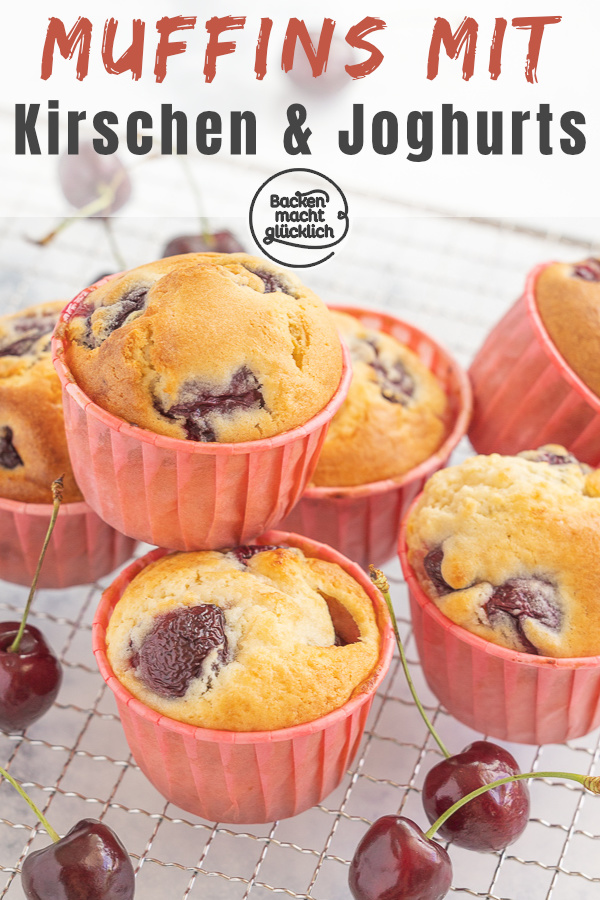 Diese Kirschmuffins mit Joghurt sind ein echtes Sommer-Highlight. Die Joghurt-Kirsch-Muffins sind einfach und schnell gemacht, super saftig und lecker.