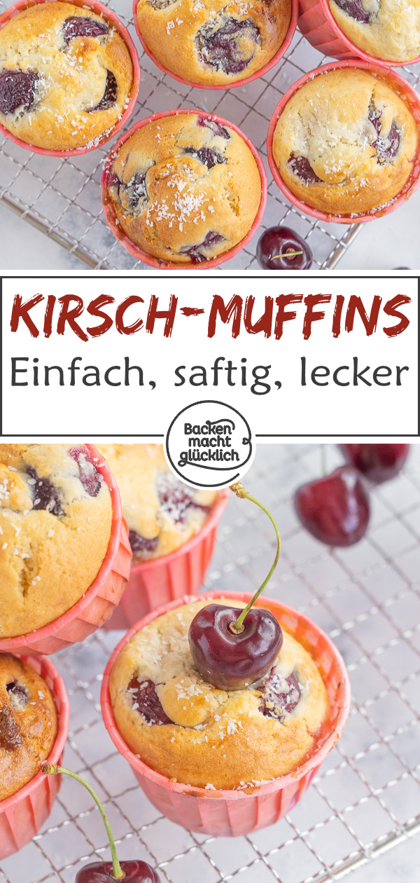 Diese Kirschmuffins mit Joghurt sind ein echtes Sommer-Highlight. Die Joghurt-Kirsch-Muffins sind einfach und schnell gemacht, super saftig und lecker.