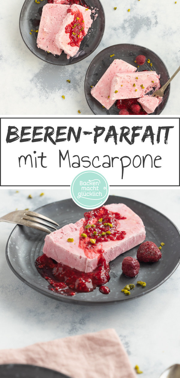 Herrlich sahniges Dessert, für das ihr weder Eismaschine noch Wasserbad braucht. Das Parfait schmeckt mit jeder Beerensorte und versüßt jeden Sommertag.