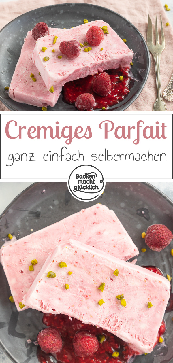 Herrlich sahniges Dessert, für das ihr weder Eismaschine noch Wasserbad braucht. Das Parfait schmeckt mit jeder Beerensorte und versüßt jeden Sommertag.