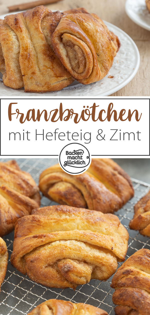 Ein wunderbar duftendes, köstliches Kleingebäck mit viel Zimtzucker. Die Franzbrötchen stammen ursprünglich aus dem Norden, sind inzwischen aber in ganz Deutschland beliebt.