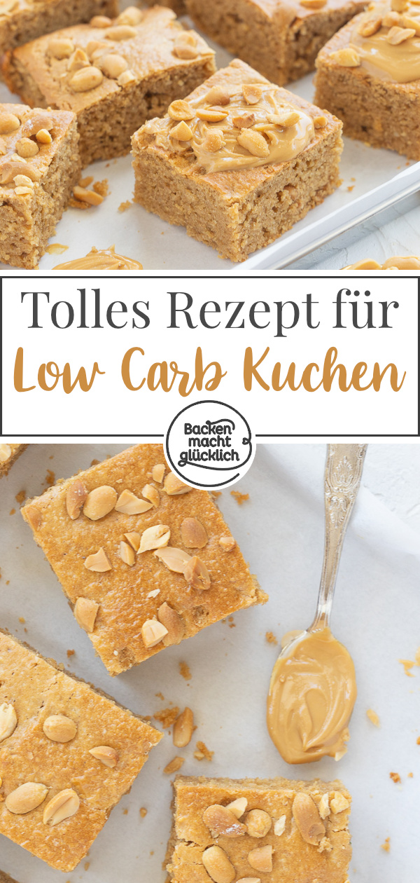 Zuckerfrei und mehlfrei, aber mit viel Geschmack: Dieser einfache Kuchen mit Erdnussbutter wird herrlich saftig. Der Peanutbutter-Cake schmeckt garantiert auch denjenigen unter euch, die sich sonst nicht kohlenhydratarm ernähren.