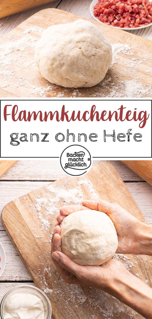 Das Original Flammkuchenteig-Grundrezept ohne Hefe: So einfach könnt ihr knusprigen Teig für Flammkuchen selber machen!