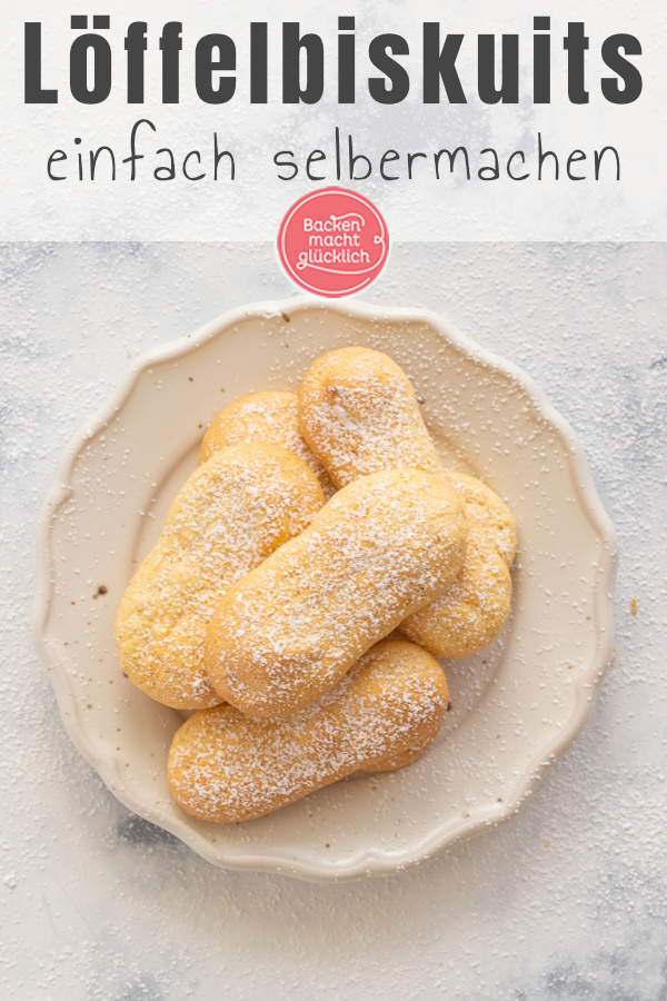 Einfaches Löffelbiskuits-Rezept. Die Biskotte eigenen sich als Zutat für Tiramisu und Co, pur zum Vernaschen oder als Babysnack.